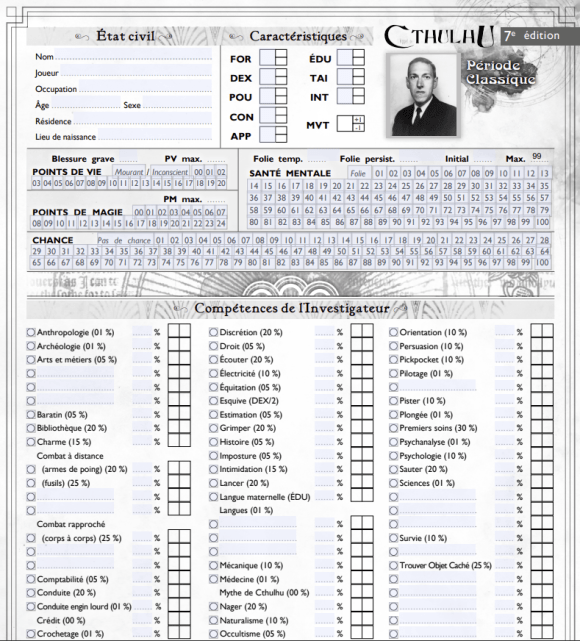 fiche de personnage appel de cthulhu jdr