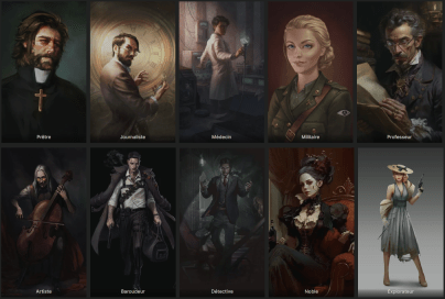 toutes les professions dans l'appel de cthulhu