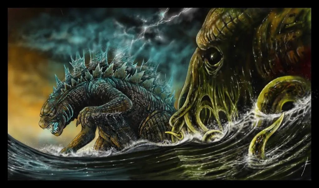 cthulhu vs godzilla combat epique